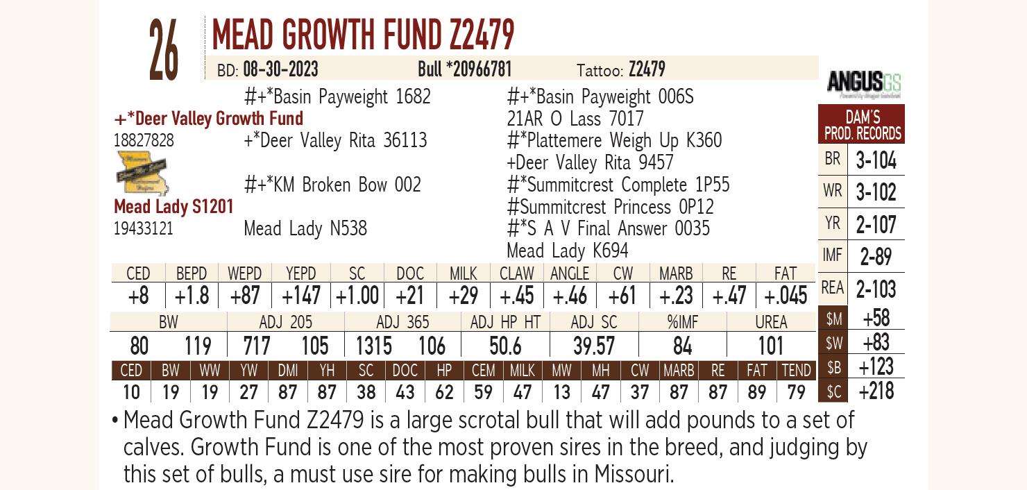 Lot 26 Mead Farms Annual Fall Bull & Female Sale DVAuction