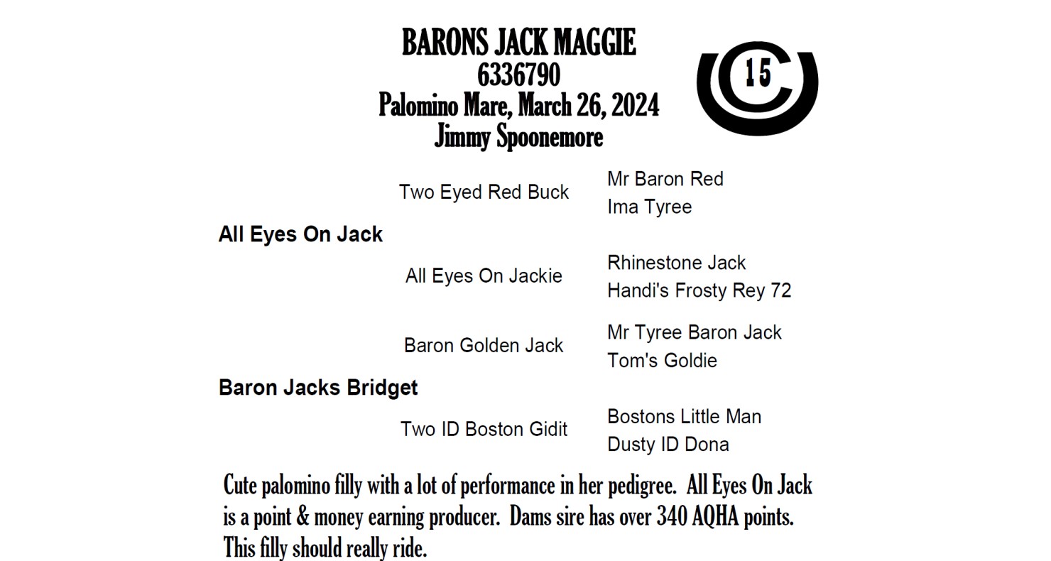Lot 15 Cudd Quarter Horses Annual Production Sale DVAuction