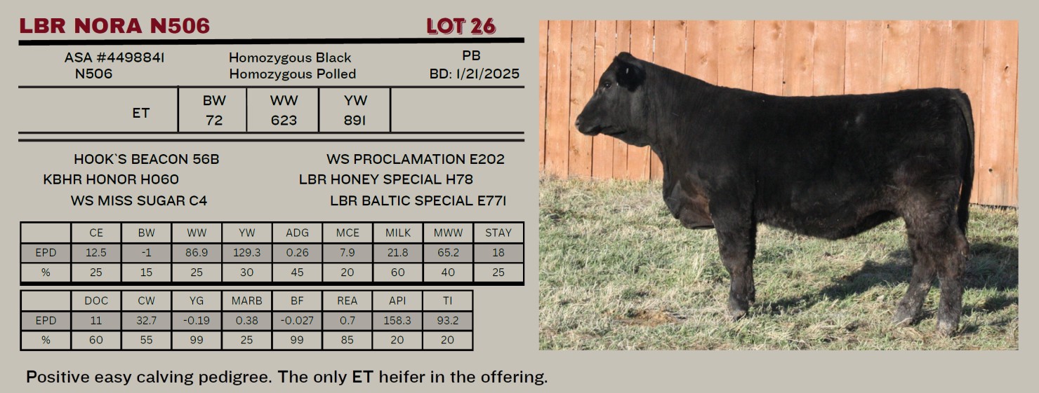 Lot 26 - LBR Nora N506 Reg. #4498841: Little Bitterroot Ranch - Annual ...