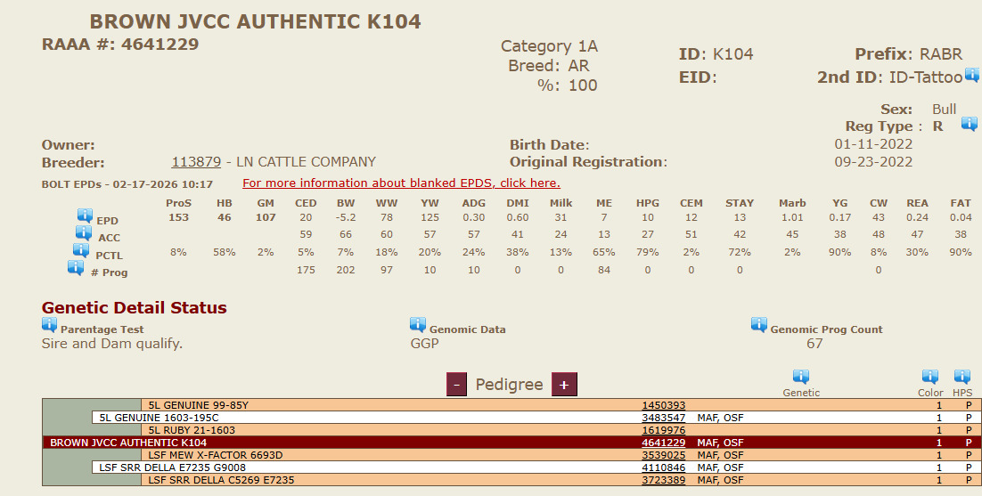 Mathias Ranch Lot 16d: Mathias Ranch Frozen Genetics Sale | Mathias Ranch
