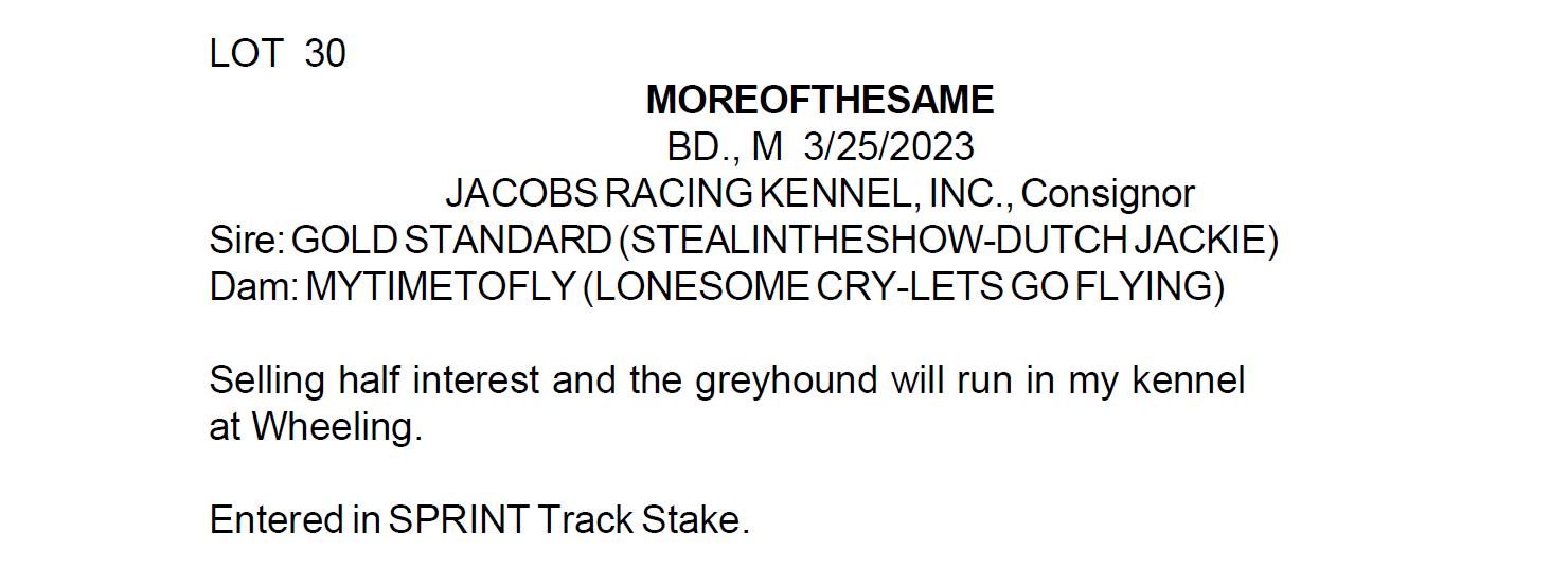 Lot 30 National Greyhound Association Fall Meet Sale DVAuction